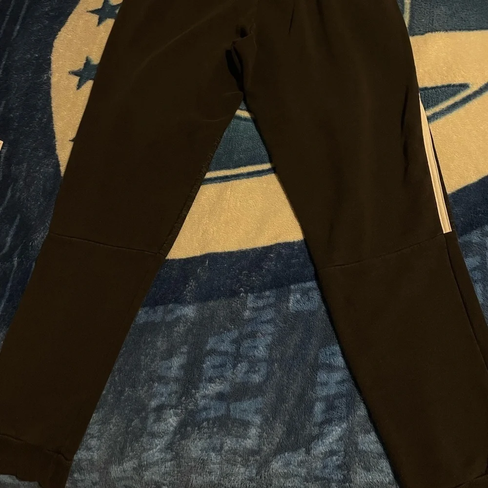 Adidas Kids Black Joggers with White Stripes